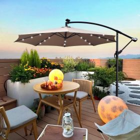 10 ft Outdoor Patio Umbrella Solar Powered LED Lighted Sun Shade Market Waterproof 8 Ribs Umbrella with Crank and Cross Base for Garden Deck Backyard (Color: as Pic)