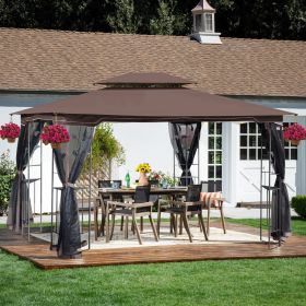 13x10 Outdoor Patio Gazebo Canopy Tent With Ventilated Double Roof And Mosquito net(Detachable Mesh Screen On All Sides),Suitable for Lawn, Garden (Color: as Pic)