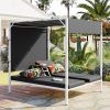 U_STYLE Outdoor Patio Sunbed Daybed with Cushions, Adjustable Seats