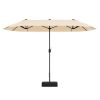 13 Feet Double-Sided Patio Twin Table Umbrella with Crank Handle