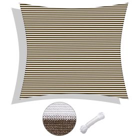 22'x23' Rectangle Sun Shade Sail/ Coffee+White (Color: As Picture)