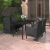 5 Piece Patio Dining Set with Cushions Poly Rattan and Glass