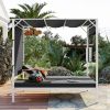 U_STYLE Outdoor Patio Sunbed Daybed with Cushions, Adjustable Seats