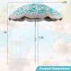 6.5 FT Beach Umbrella with Fringe Outdoor Tassel Umbrella with Push Button Tilt