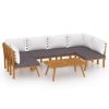 7 Piece Patio Lounge Set with Cushions Solid Acacia Wood