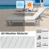 74.4" Outdoor Chaise Lounge Patio Pool Lounge Chairs with 4 Level Adjustable Backrest, White/Blue