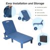 74.4" Outdoor Chaise Lounge Patio Pool Lounge Chairs with 4 Level Adjustable Backrest, White/Blue