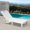 74.4" Outdoor Chaise Lounge Patio Pool Lounge Chairs with 4 Level Adjustable Backrest, White/Blue