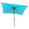 10 x 6.5t Rectangular Patio Solar LED Lighted Outdoor Umbrellas with Crank and Push Button Tilt for Garden Backyard Pool Swimming Pool