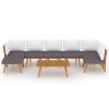8 Piece Patio Lounge Set with Cushions Solid Acacia Wood