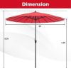 9 Feet Round Patio Umbrella with 18 Fiberglass Ribs