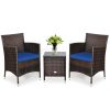 3 Pieces Ergonomic Wicker Patio Conversation Set