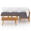 5 Piece Patio Lounge Set with Cushions Solid Acacia Wood