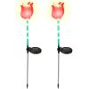 2Pcs Solar Powered Tulip Garden Light Wind Mill Waterproof Landscape Stake Lamp