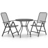 3 Piece Patio Dining Set Expanded Metal Mesh Anthracite