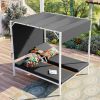 U_STYLE Outdoor Patio Sunbed Daybed with Cushions, Adjustable Seats