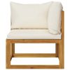 5 Piece Patio Lounge Set with Cushion Cream Solid Acacia Wood