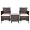 3 Pieces Ergonomic Wicker Patio Conversation Set