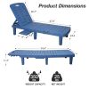 74.4" Outdoor Chaise Lounge Patio Pool Lounge Chairs with 4 Level Adjustable Backrest, White/Blue