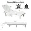 74.4" Outdoor Chaise Lounge Patio Pool Lounge Chairs with 4 Level Adjustable Backrest, White/Blue