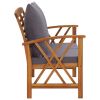 3 Piece Patio Lounge Set with Cushions Solid Acacia Wood