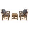 3 Piece Patio Lounge Set with Cushions Solid Acacia Wood