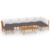 8 Piece Patio Lounge Set with Cushions Solid Acacia Wood