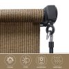 Outdoor cordless patio sunshade splice curtain rolled up porch pavilion Mocha