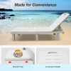 74.4" Outdoor Chaise Lounge Patio Pool Lounge Chairs with 4 Level Adjustable Backrest, White/Blue