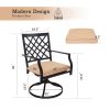 MEOOEM Patio Dining Set  Bistro Set Outdoor Furniture Square Bistro Metal Table Side Table and Swivel Dining Chairs with Cushion