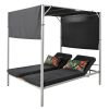 U_STYLE Outdoor Patio Sunbed Daybed with Cushions, Adjustable Seats