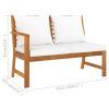 Patio Bench 45.1" with Cream Cushion Solid Acacia Wood